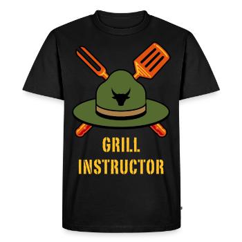 Instructeur de grillades (grillades, BBQ, Barbecue, cabane / NEG) - T-shirt Premium bio Homme - noir - Devant - Nico (187cm)