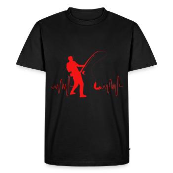 Pêcheur battement de cœur - T-shirt Premium bio Homme - noir - Devant - Nico (187cm)