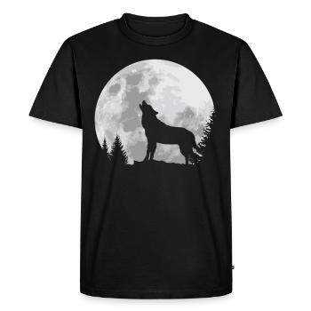 Wolf Moon pack mystique loups cadeau de pleine lune - T-shirt Premium bio Homme - noir - Devant - Nico (187cm)