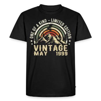 Nées en mai 1999 anniversaire mai 1999 - T-shirt Premium bio Homme - noir - Devant - Nico (187cm)