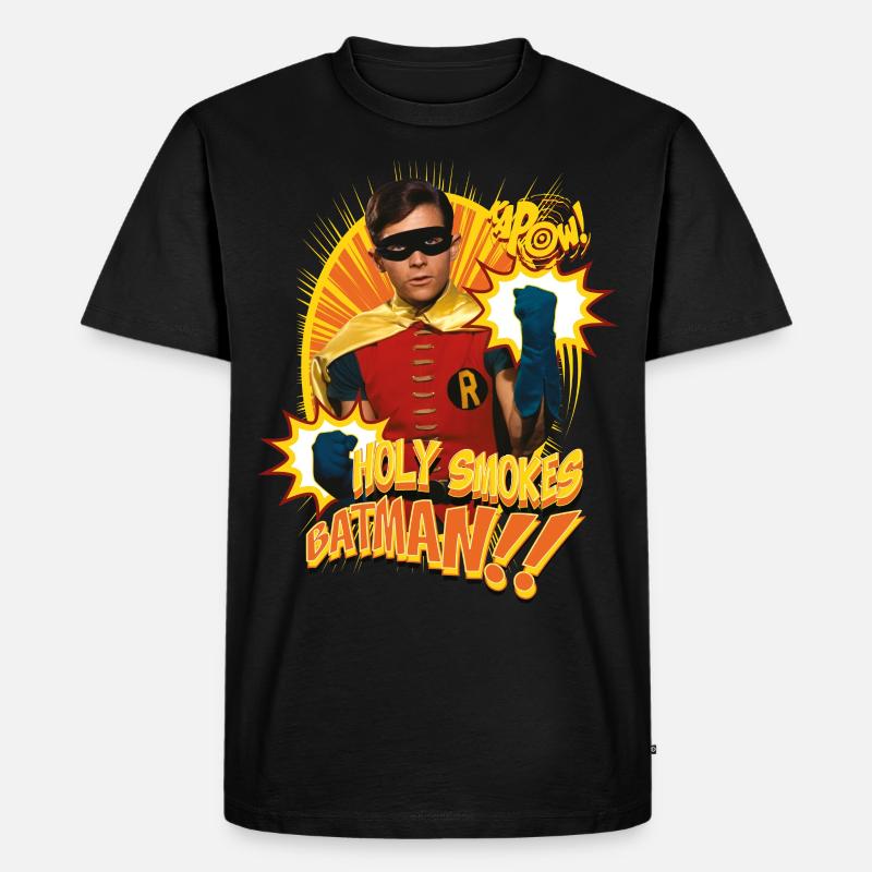 DC Comics Batman Robin Holy Smokes Quote - Men's Premium Organic T-Shirt - black