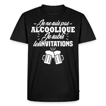 Je ne suis pas alcoolique je subis les invitations - T-shirt Premium bio Homme - noir - Devant - Nico (187cm)