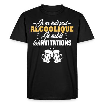 Je ne suis pas alcoolique je subis les invitations - T-shirt Premium bio Homme - noir - Devant - Nico (187cm)