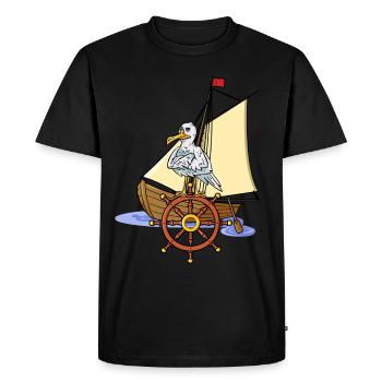 Maritim Boat Steering wheel Seafarers Seagull Sailboat - Men's Premium Organic T-Shirt - black - Front - Nico (187cm)