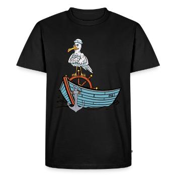 Mouette Sailor Bateau Maritime Sailor Ahoy - T-shirt Premium bio Homme - noir - Devant - Nico (187cm)
