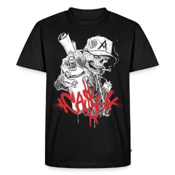 CASH GRAFF RAP HIP HOP TÊTE DE MORT STREETART - T-shirt Premium bio Homme - noir - Devant - Nico (187cm)
