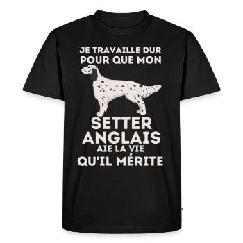 Setter anglais chien de race - T-shirt Premium bio Homme - noir - Devant - Nico (187cm)