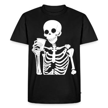 Sarcastic Funny Skeleton Drinking Espresso Coffee - Men's Premium Organic T-Shirt - black - Front - Nico (187cm)