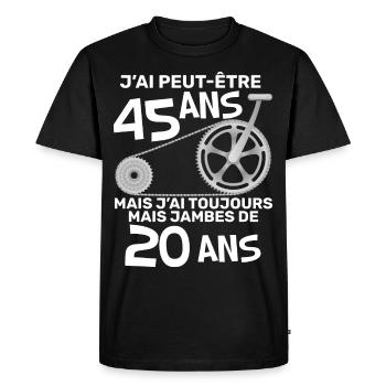 Anniversaire 45 ans humour drôle homme cycliste - T-shirt Premium bio Homme - noir - Devant - Nico (187cm)