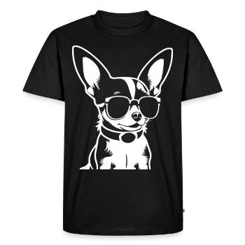 Funny Chihuahua wearing Sunglasses Chihuahuas - Men's Premium Organic T-Shirt - black - Front - Nico (187cm)