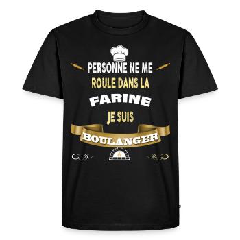 Boulanger humour farine, cadeau métier boulangerie - T-shirt Premium bio Homme - noir - Devant - Nico (187cm)