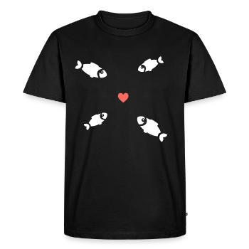Poissons Essaim de poisson Coeur - T-shirt Premium bio Homme - noir - Devant - Nico (187cm)