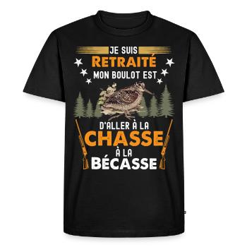 Retraité Chasseur de bécasse Humour Chasse Gibiers - T-shirt Premium bio Homme - noir - Devant - Nico (187cm)