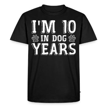 I'm 10 In Dog Years Tees | Funny 70th Birthday - T-shirt Premium bio Homme - noir - Devant - Nico (187cm)