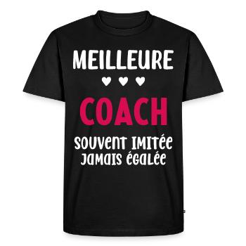 Femme Meilleure Coach Humour entraineuse Cadeau - T-shirt Premium bio Homme - noir - Devant - Nico (187cm)