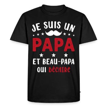 je suis un Papa et un Beau-Papa qui déchire - T-shirt Premium bio Homme - noir - Devant - Nico (187cm)