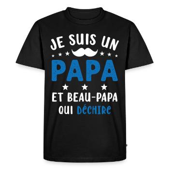 je suis un Papa et un Beau-Papa qui déchire - T-shirt Premium bio Homme - noir - Devant - Nico (187cm)