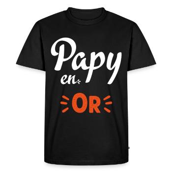 Papy en or humour papy cadeau - T-shirt Premium bio Homme - noir - Devant - Nico (187cm)