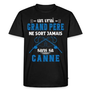 Un vrai Grand Père Pêcheur - T-shirt Premium bio Homme - noir - Devant - Nico (187cm)