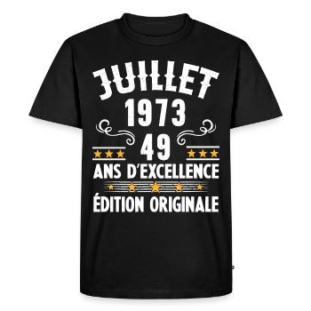 49 Ans Anniversaire Vintage Né(e) en Juillet 1973 - T-shirt Premium bio Homme - noir - Devant - Nico (187cm)