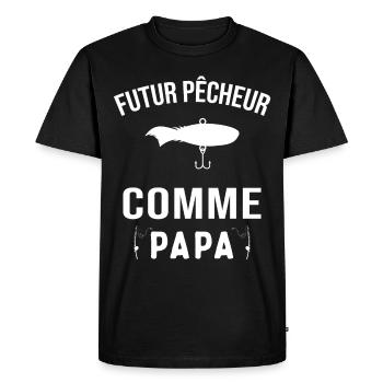 Futur pêcheur comme papa humour cadeau pêcheur - T-shirt Premium bio Homme - noir - Devant - Nico (187cm)