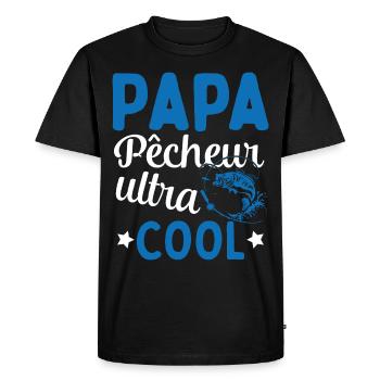 Cadeau Papa pêcheur cadeau fête des pères - T-shirt Premium bio Homme - noir - Devant - Nico (187cm)