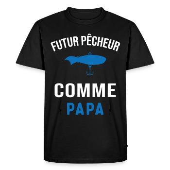 Futur pêcheur comme papa humour cadeau pêcheur - T-shirt Premium bio Homme - noir - Devant - Nico (187cm)