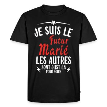 Cadeau de célibataire pour un futur marié - T-shirt Premium bio Homme - noir - Devant - Nico (187cm)