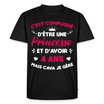Je Suis Une Princesse Et J'ai 4 Ans Cadeau Humour - T-shirt Premium bio Homme - noir - Devant - Nico (187cm)