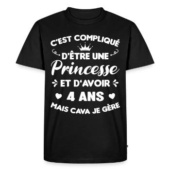Je Suis Une Princesse Et J'ai 4 Ans Cadeau Humour - T-shirt Premium bio Homme - noir - Devant - Nico (187cm)