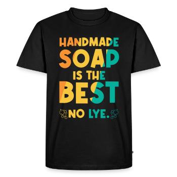 Le savon fait à la main est le meilleur - Pas de lessive - T-shirt Premium bio Homme - noir - Devant - Nico (187cm)
