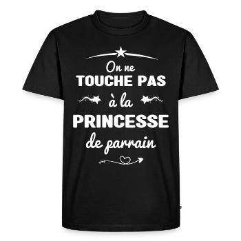 On ne touche pas à la princesse de parrain - T-shirt Premium bio Homme - noir - Devant - Nico (187cm)