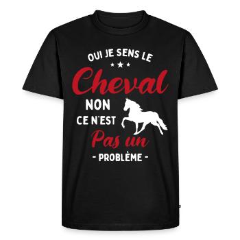 Oui Je Sens Le Cheval non ce n est pas un problème - T-shirt Premium bio Homme - noir - Devant - Nico (187cm)