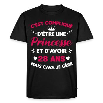 Princesse 28 Ans Anniversaire Idée Cadeau Pink Âge - T-shirt Premium bio Homme - noir - Devant - Nico (187cm)