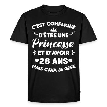 Princesse 28 Ans Anniversaire Idée Cadeau Pink Âge - T-shirt Premium bio Homme - noir - Devant - Nico (187cm)