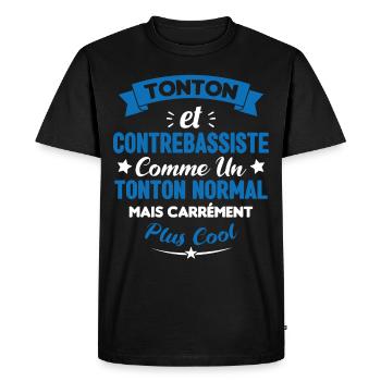 Tonton et Contrebassiste comme un tonton normal - T-shirt Premium bio Homme - noir - Devant - Nico (187cm)