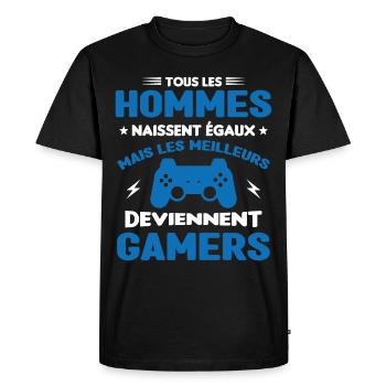 Tous Les Hommes Naissent Égaux - Meilleurs Gamers - T-shirt Premium bio Homme - noir - Devant - Nico (187cm)