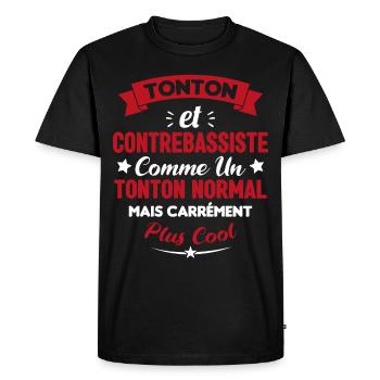 Tonton et Contrebassiste comme un tonton normal - T-shirt Premium bio Homme - noir - Devant - Nico (187cm)