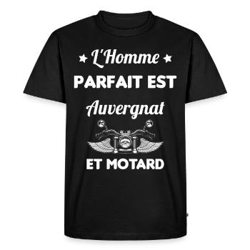 L'Homme Parfait Est Auvergnat Motard - T-shirt Premium bio Homme - noir - Devant - Nico (187cm)