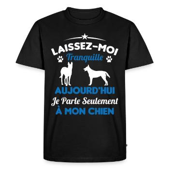 Aujourd'hui Je parle Seulement a Mon Chien - T-shirt Premium bio Homme - noir - Devant - Nico (187cm)