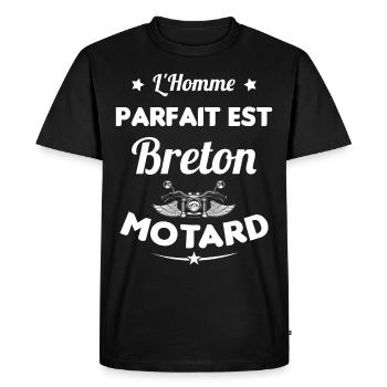 L'Homme Parfait Est Breton Motard - T-shirt Premium bio Homme - noir - Devant - Nico (187cm)