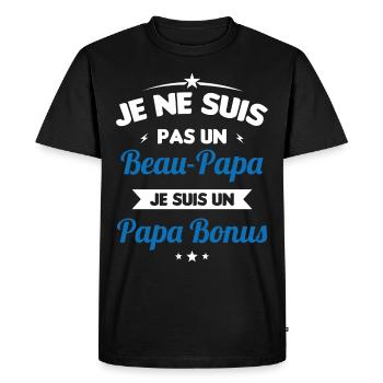 Je ne suis pas un beau-papa je suis un papa bonus - T-shirt Premium bio Homme - noir - Devant - Nico (187cm)
