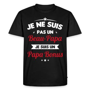 Je ne suis pas un beau-papa je suis un papa bonus - T-shirt Premium bio Homme - noir - Devant - Nico (187cm)