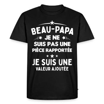 Beau Papa Je suis une Valeur Ajoutée - T-shirt Premium bio Homme - noir - Devant - Nico (187cm)