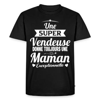 Vendeuse Future Maman Cadeau Drôle Annonce Mère - T-shirt Premium bio Homme - noir - Devant - Nico (187cm)