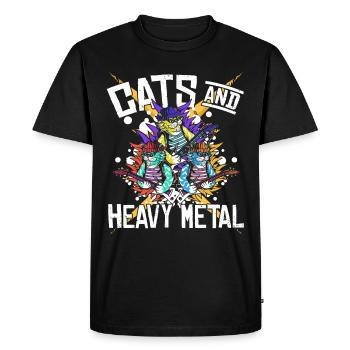 Chats & Heavy Metal - T-shirt Premium bio Homme - noir - Devant - Nico (187cm)