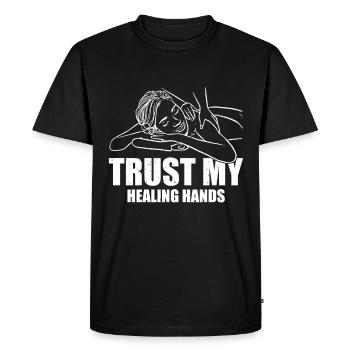 Massothérapeute - Faites confiance à mes mains qui guérissent - T-shirt Premium bio Homme - noir - Devant - Nico (187cm)