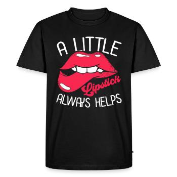 Un peu de rouge à lèvres aide toujours - Maquilleuse - T-shirt Premium bio Homme - noir - Devant - Nico (187cm)