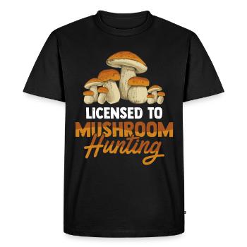Mushroom Hunting - Men's Premium Organic T-Shirt - black - Front - Nico (187cm)