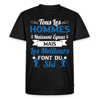 Ski - Hommes naissent égaux meilleurs font du ski - T-shirt Premium bio Homme - noir - Devant - Nico (187cm)
